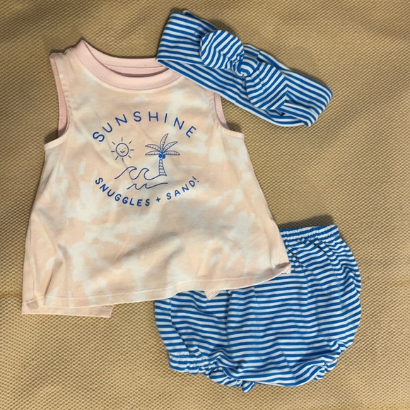 Cat & Jack - “Sunshine, Snuggles, & Sun” Open Back Tank & Short Set 12 M - Picture 1 of 3